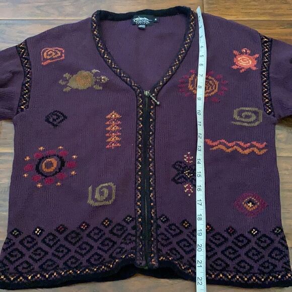 Y2K 2001 Vintage Icelandic Purple Embroidered Design Atlandia Sweater Casual - Picture 5 of 10